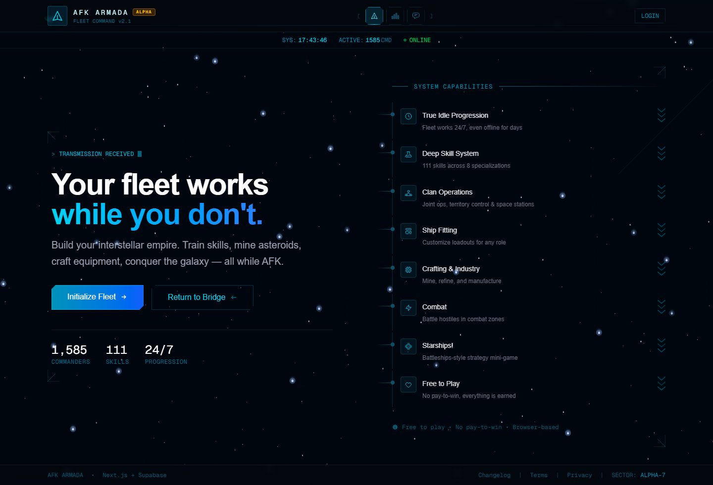 AFK Armada homepage screenshot